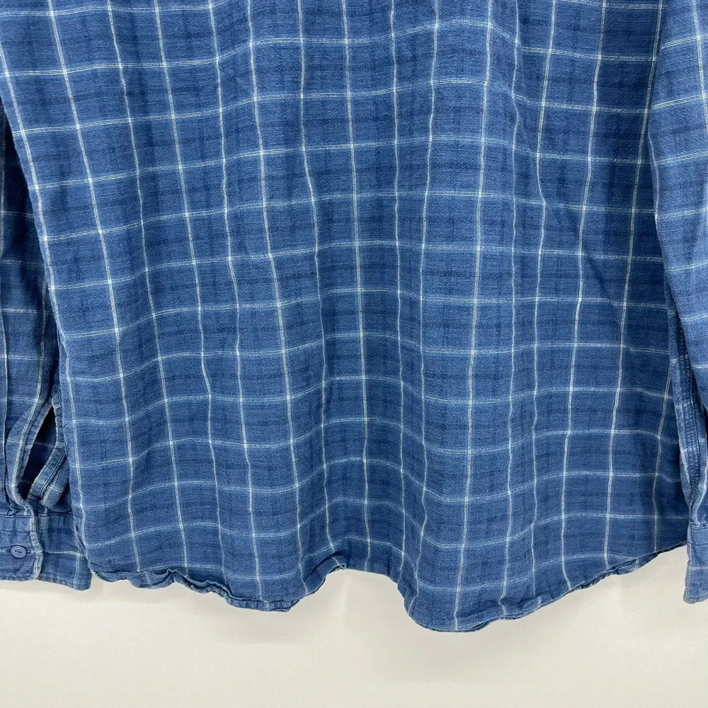 Levis Mens Blue Windowpane Plaid Button Down Shirt Standard Fit XL